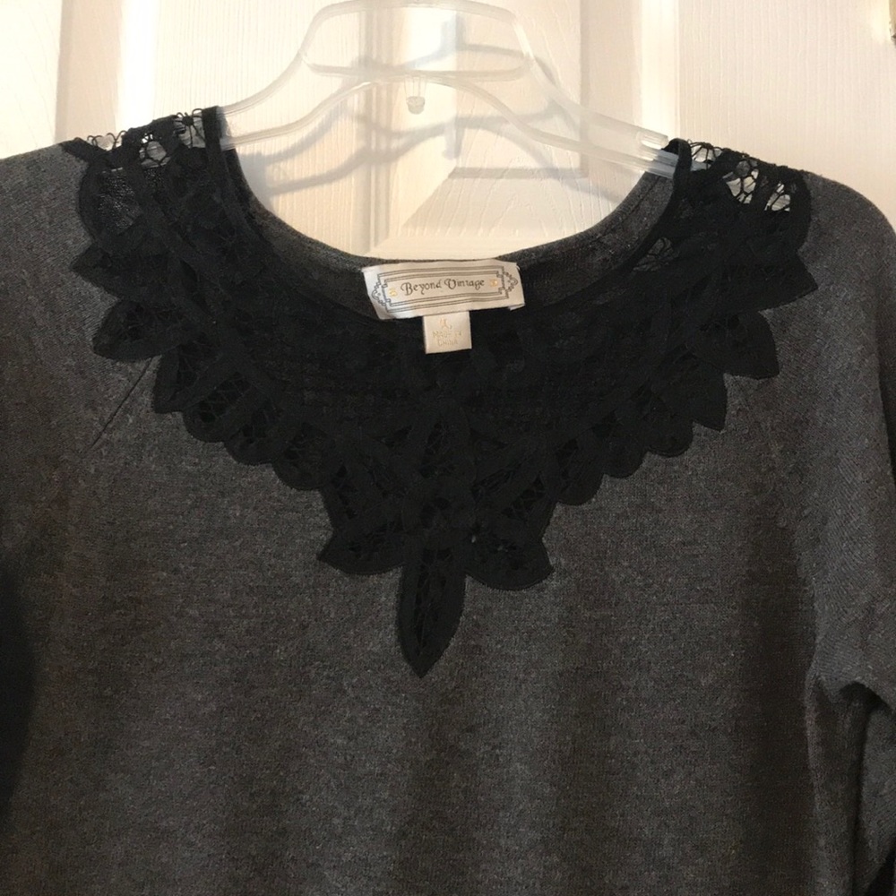 Beyond vintage charcoal lace sweater- SWIPE - Picture 3 of 8